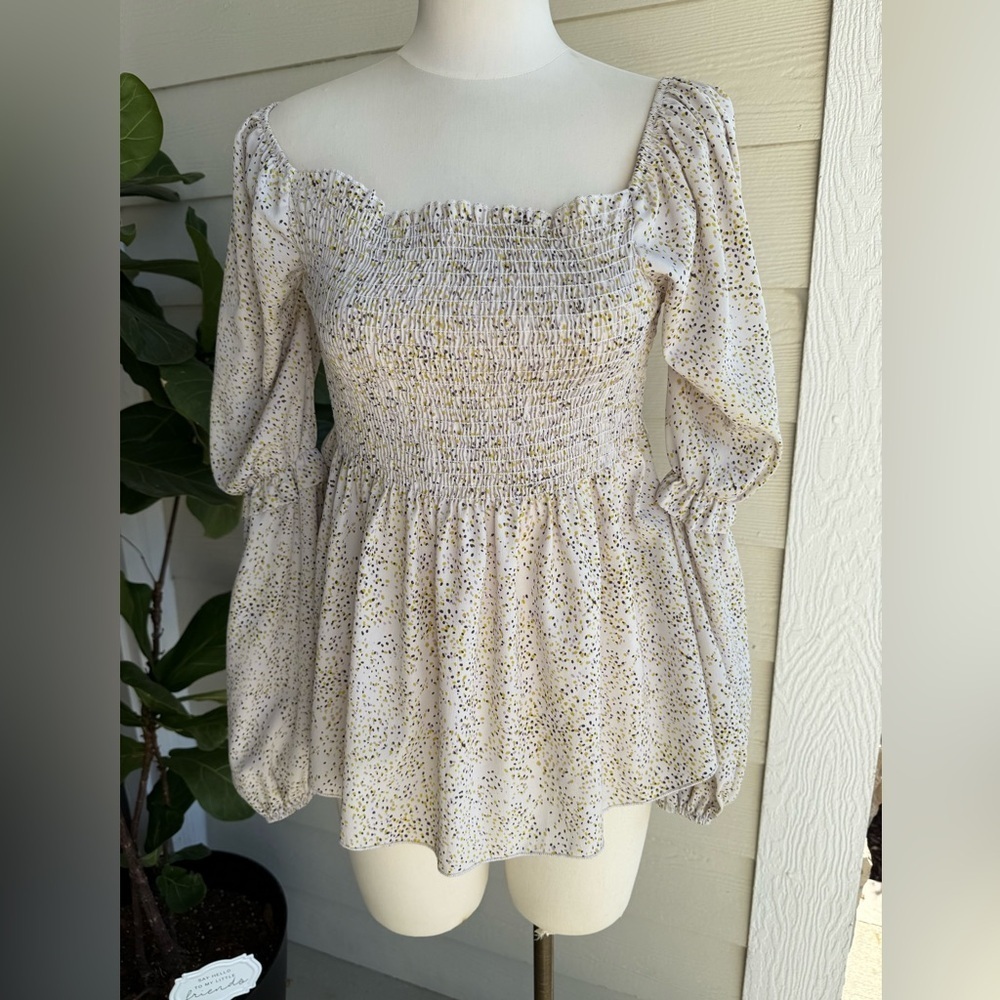 Hailey & Co smocked square neck blouse